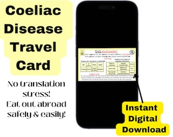 CROATIAN Coeliac Disease Travel card  *Instant download* - Restaurant Card- Medical Alert Card for Travel- Gluten Free- Gift Idea