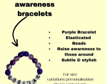 Coeliac Disease Awareness Bracelet - Children size- Elastic Beaded Bracelet- Gift Ideas- Beads