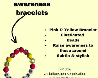 Coeliac Disease Awareness Bracelet - Children size- Elastic Beaded Bracelet- Gift Ideas- Beads