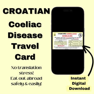 KROATISCHE coeliakie-reiskaart *Directe download* - Restaurantkaart - medische waarschuwingskaart voor reizen - glutenvrij - cadeau-idee