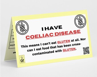 SPANISH Coeliac Disease Travel Translation Cards, Food allergy card, Medical alert card, Dietary restriction cards, Gluten-free