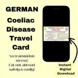 DUITSE reiskaart coeliakie *Directe download* - Restaurantkaart - medische waarschuwingskaart voor reizen - glutenvrij - cadeau-idee