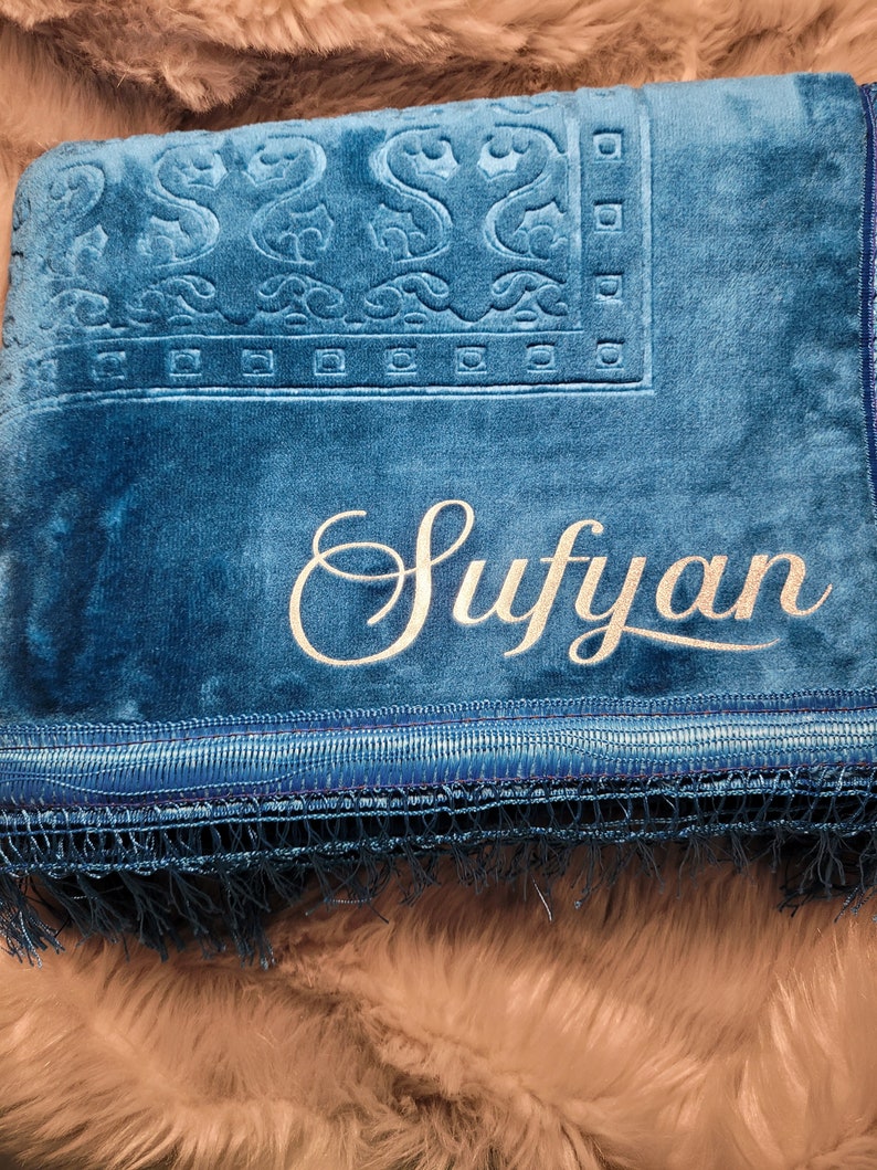 Personalisierter Gebetsteppich für Ramadan, Ramadan-Geschenk, Hilfsgeschenk, Eid-Geschenk Bleu turqois