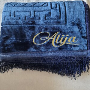 Tapis de prière personnalisé pour Ramadan, cadeau Ramadan, cadeau Aid, cadeau eid Bleu