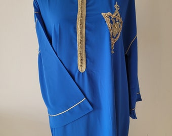 Caftan marocain, style Gandoura moderne avec motif fibule, caftan traditionnel, caftan Ramadan, Aid,Eid, mariage