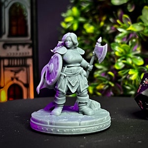 Dwarf Female Warrior Axe Shield DnD Miniatures, Dungeons and Dragons Mini, Hero Quest, RPG Board Game, Great DnD Gift, Dungeon Master, 5e