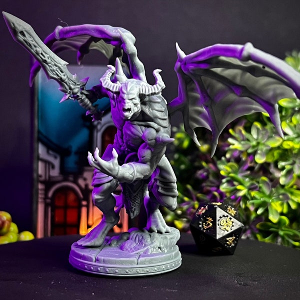 Demon Boss met Sword Classic DnD Enemy Miniatuur, Masters of Dungeon Hero Quest, RPG Tabletop Game, Dungeons and Dragons, Gift, High Detail