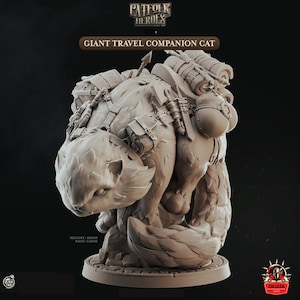 Giant Travel Companion Cat Miniature Fantasy Fighter Hero Dungeons and Dragons Mini Hero Dungeon Quest RPG Board Game Great DnD Gift DM