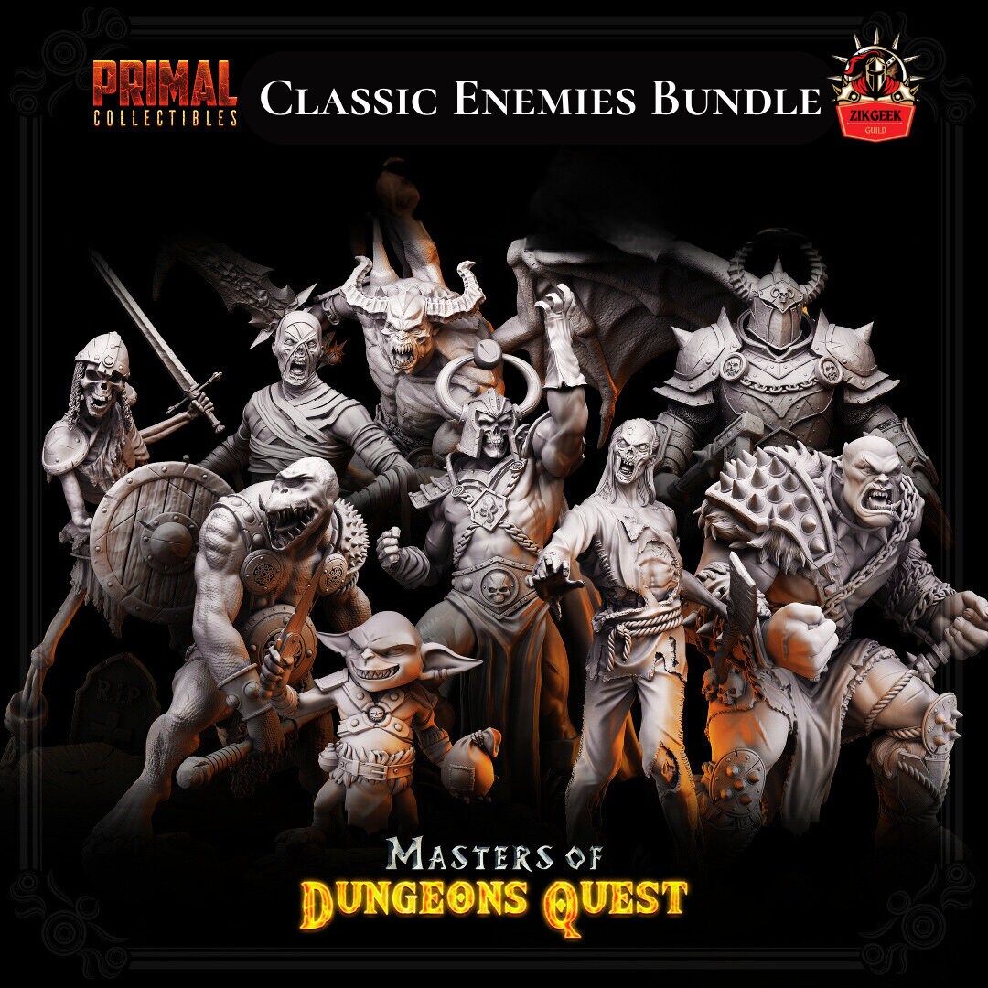 Classic Monsters X10 Miniatures Set: 28/32/38mm Fantasy RPG Mini