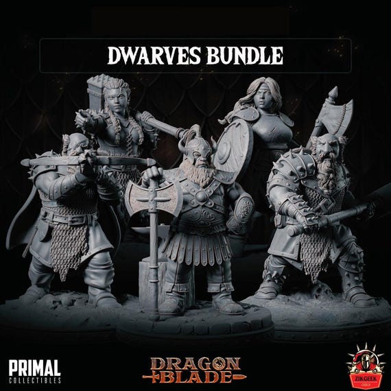 Lot De 8 Figurines Nains - 28mm Pour D&D, Warhammer, Heroquest - Peinture à Prévoir