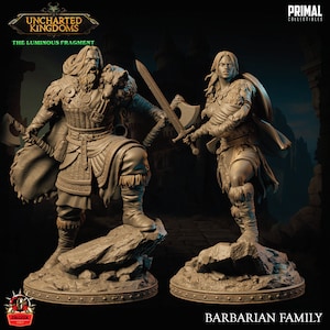 Barbarian Family Warrior, Fighter Miniature Dungeons and Dragons Mini, Hero Dungeon Quest RPG Board Game, Great DnD Gift, 5e Dungeon Master