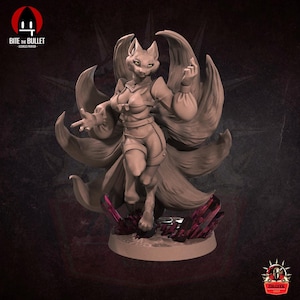 Lady Mahrian – Foxfolk Maid Miniature Anthropomorphic Fox Animal for Fantasy Dioramas & Tabletop RPG 28mm 32mm 38mm 3D Printed
