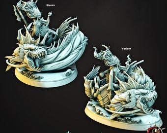 Siren Queen Merghouls Miniature: 28/32/38mm Fantasy RPG Mini for DnD, TTRPG