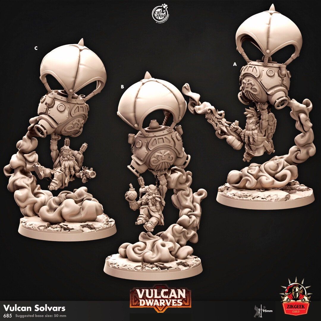 Vulcan Eques With Dinosaur Mount- 28mm or 32mm Miniatures - Vulcan Dwarves main image 1