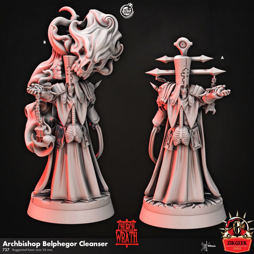 Archbishop, Dark Secant, Gothic DnD Enemy Tabletop Game Miniature, RPG, Dungeons and Dragons, Painting mini, High Detail Collection Figure