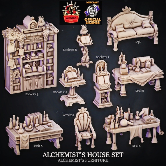 Alchemist's Gothic Furniture Terrain Set: 28/32/38mm Fantasy RPG