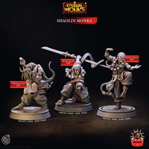 Shaolin Mönche Monster Kämpfer Enemy Miniature Dungeons and Dragons Mini Hero DungeonQuest RPG Brettspiel Großes DnD Geschenk Dungeon Master 5e