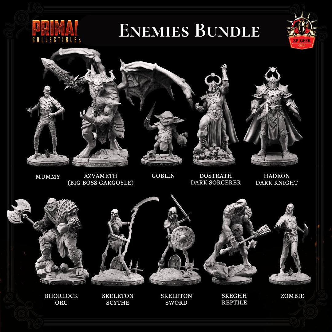 Classic Monsters X10 Miniatures Set: 28/32/38mm Fantasy RPG Mini