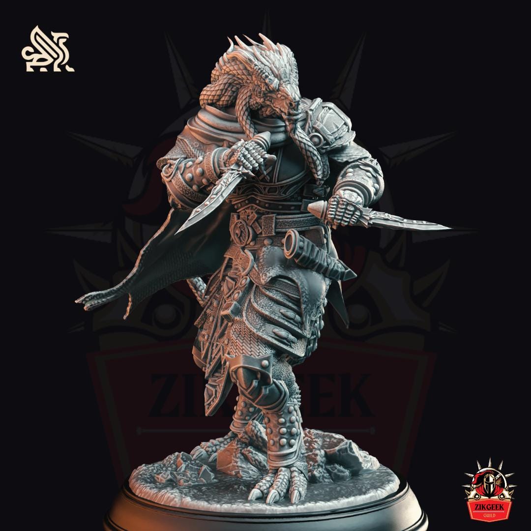 Dragonborn Assassin Rogue DnD Miniature Dungeons and Dragons Mini Hero Dungeon Quest RPG Board Game Great DnD Gift Dungeon Master 5e