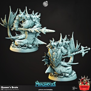 Queen&#39;s Guard Merghouls Ocean Fighter Miniature Dungeons and Dragons Mini, Hero Dungeon Quest RPG Board Game Great DnD Gift Dungeon Master