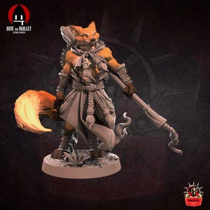 Foxfolk Monk Miniature – Katana-Wielding Martial Arts Fox – 28mm 32mm 38mm Fantasy RPG