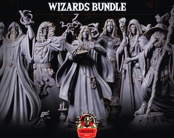 Zauberer Bündel 6 Stück, DnD Miniaturen Set, Kleriker, Hexenmeister, Magier, Zauberer, RPG Tabletop Spiel, Drachenklinge, DnD Geschenk, Kritische Rolle, 5e