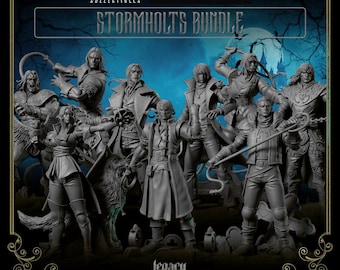Monsters, Vampire Hunters x9 Set: 28/32/38mm Fantasy RPG Miniatures for DnD, TTRPG