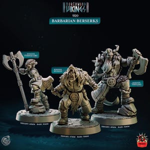Barbarian Berserks Warrior Fighter DnD Miniatures Dungeons and Dragons Mini, Hero Dungeon Quest RPG Board Game DnD Gift Dungeon Master 5e