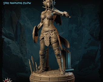 Sea Queen Fighter Miniature: 28/32/38mm Fantasy RPG Mini for DnD, TTRPG