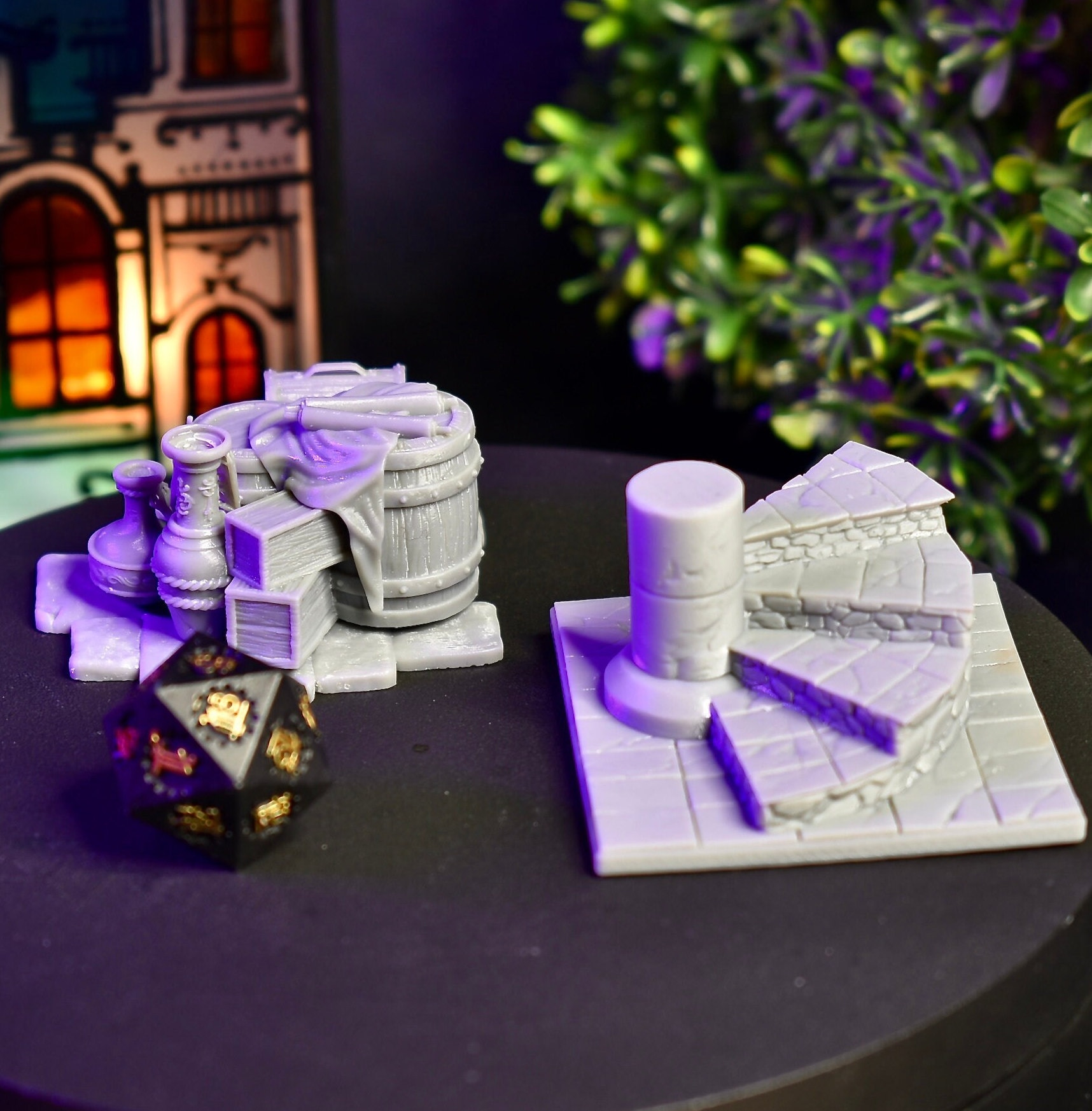 Stairs & Barricade Miniature Terrain: 28/32/38mm Fantasy RPG Mini for DnD, TTRPG