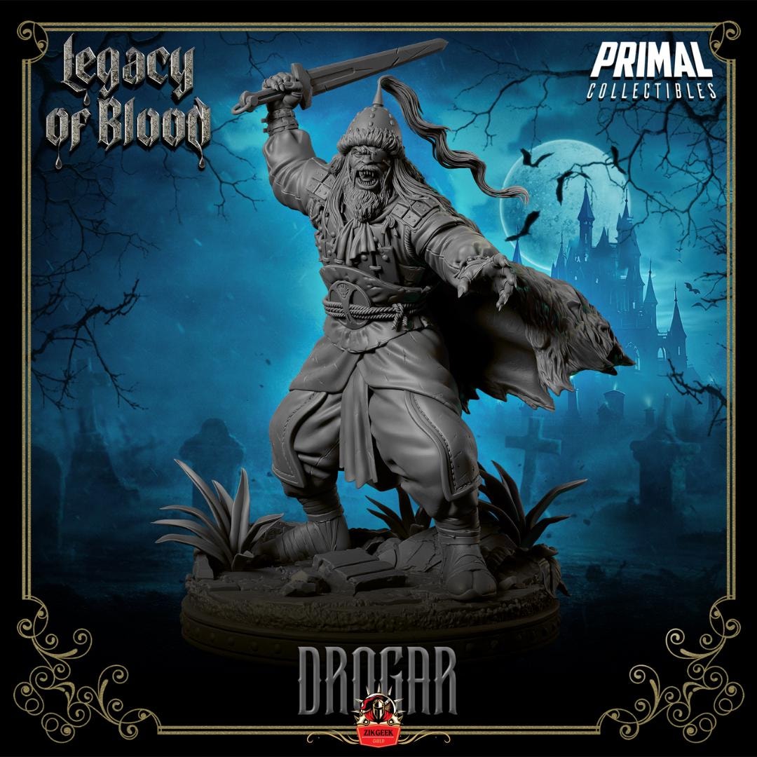 Barbarian Vampire Drogar Miniature: 28/32/38mm Fantasy RPG Mini