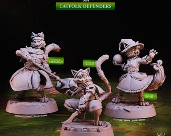 Tabaxi, Catfolk Barbar, Schurke, Magier: 28/32/38 mm Fantasy-Rollenspiel Miniaturen für DnD, TTRPG