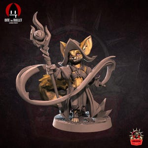 Foxfolk Wizard Miniature – Spellcaster Fantasy Fox Mage Animal Sorcerer – 28mm 32mm 38mm RPG Mini