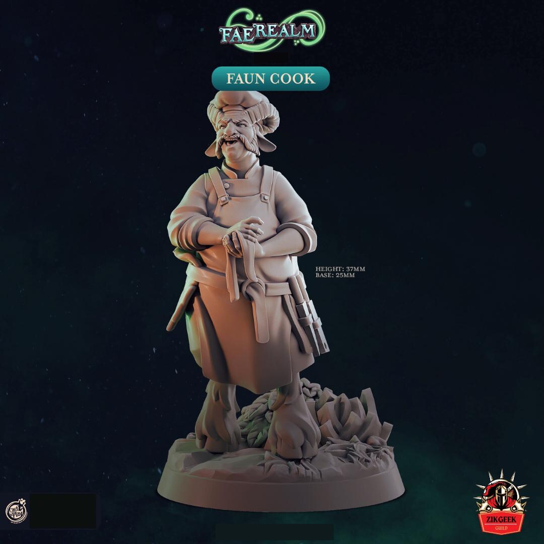Faun Cook Miniature: 28/32/38mm Fantasy RPG Mini for Dnd, TTRPG - Etsy
