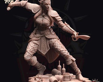 Weibliche Elfe Schurke, Assassine Miniatur: 28/32/38 mm Fantasy RPG Mini für DnD, TTRPG