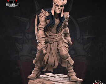 Male Tiefling Rogue Miniature: 28/32/38mm Fantasy RPG Mini for DnD, TTRPG