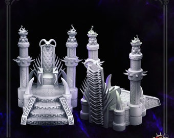 Dungeon Bone Boss Throne Terrain: 28/32/38mm Fantasy RPG Miniature for DnD, TTRPG