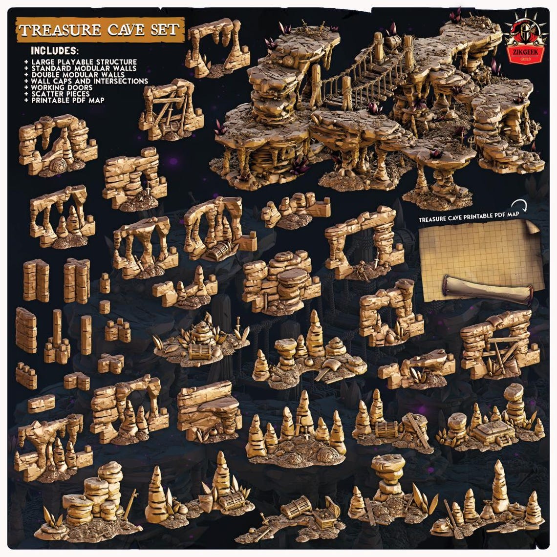 treasure-cave-scatter-terrain-set-28-32-38mm-fantasy-rpg-miniatures