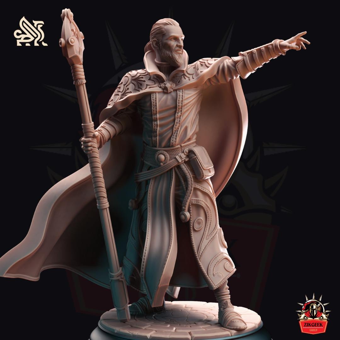 Human Male Wizard Illusionist Miniature: 28/32/38mm Fantasy RPG Mini ...