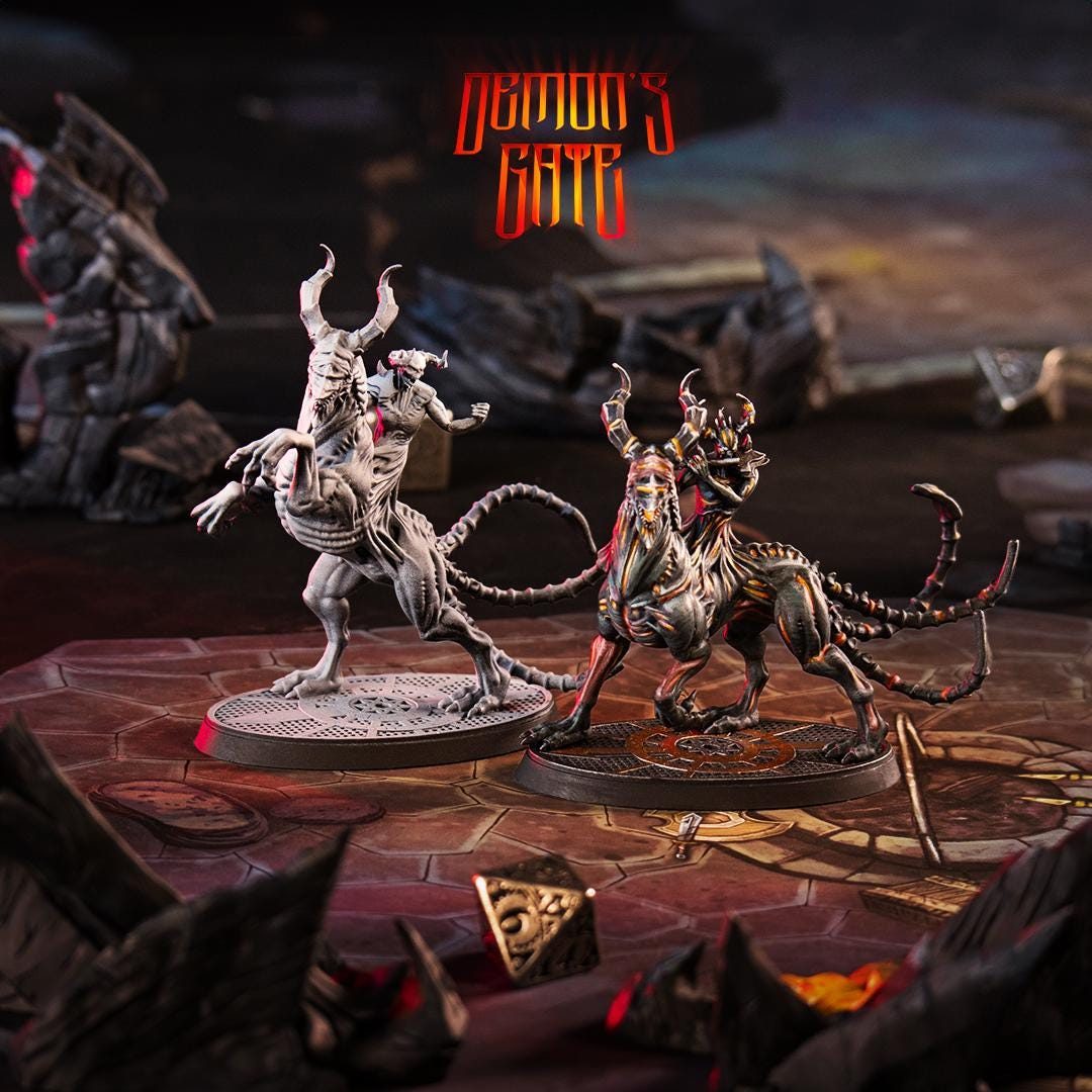 Hell Riders Demon Miniature: 28/32/38mm Fantasy RPG Mini for Dnd, TTRPG ...
