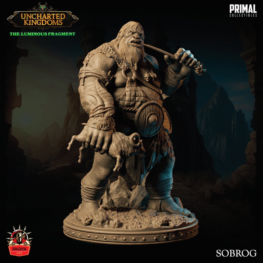 Hill Giant Barbarian Miniature: 28/32/38mm Fantasy RPG Mini for
