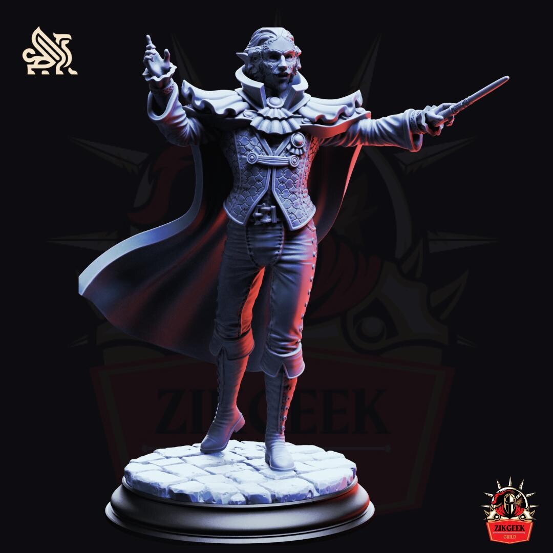 Vampiric Virtuoso Bard Miniature: 28/32/38mm Fantasy RPG Mini for Dnd ...