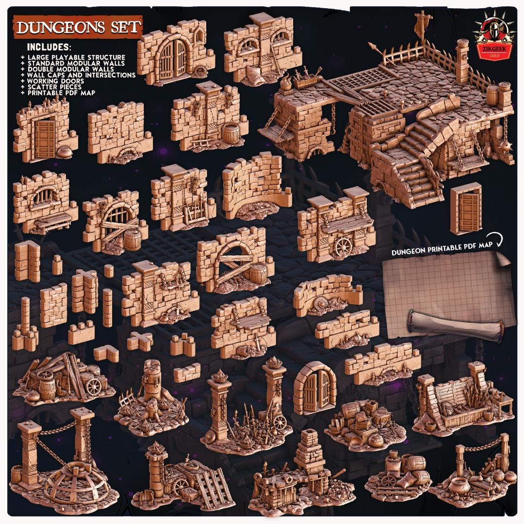 Dungeons of Thamarya Structure Terrain: 28/32/38mm Fantasy RPG Mini for ...