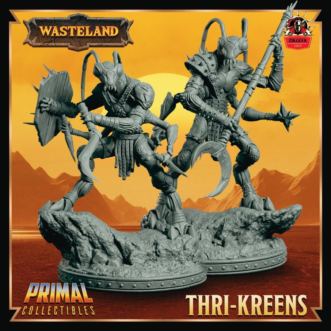 【新品・未開封CD3種】miniature tripplanet Thri-kreen Warriors Miniatures: 28/32/38mm Fantasy RPG Mini for