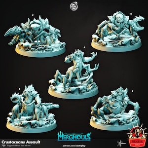 Crustaceans Assault Crab Merghouls Ocean Miniature Dungeons and Dragons Mini Hero Dungeon Quest RPG Board Game Great DnD Gift Dungeon Master