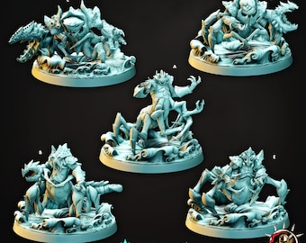 Crustacean Merghoul Miniature: 28/32/38mm Fantasy RPG Mini for DnD, TTRPG