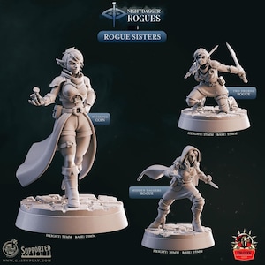 Rogue Sisters Miniatures – 28mm 32mm Fantasy Enemy Figures for TTRPG and Tabletop RPG, Dungeon Encounters, Gift for Game Masters