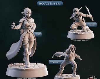Rogues Sisters Miniatures: 28/32/38 mm Fantasy-Rollenspiel Mini für DnD, TTRPG