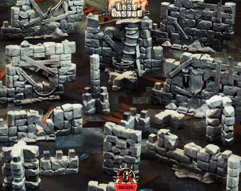 Castle Walls, Puzzles, Terrain Miniature: 28/32/38mm Fantasy RPG Mini for DnD, TTRPG