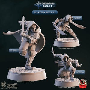 Masked Rogues Miniatures – 28mm 32mm Fantasy Enemy Figures for TTRPG and Tabletop RPG, Dungeon Encounters, Gift for Game Masters
